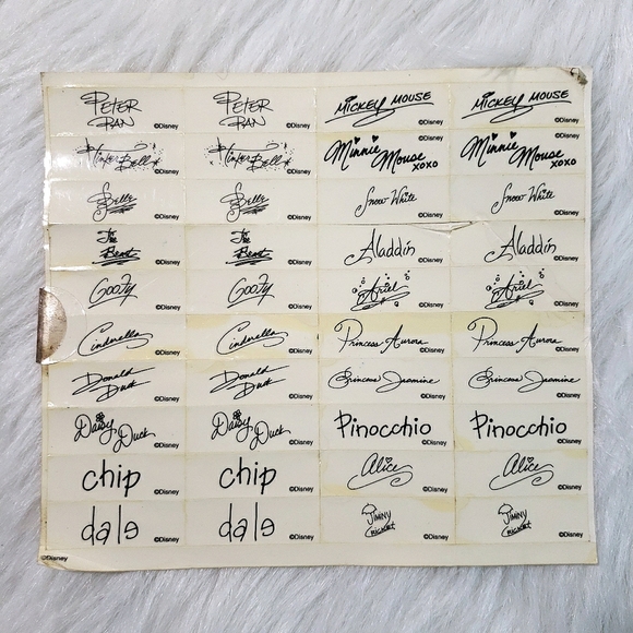 Vintage Autograph Stickers Disney Parks 1990's deadstock - Picture 1 of 7